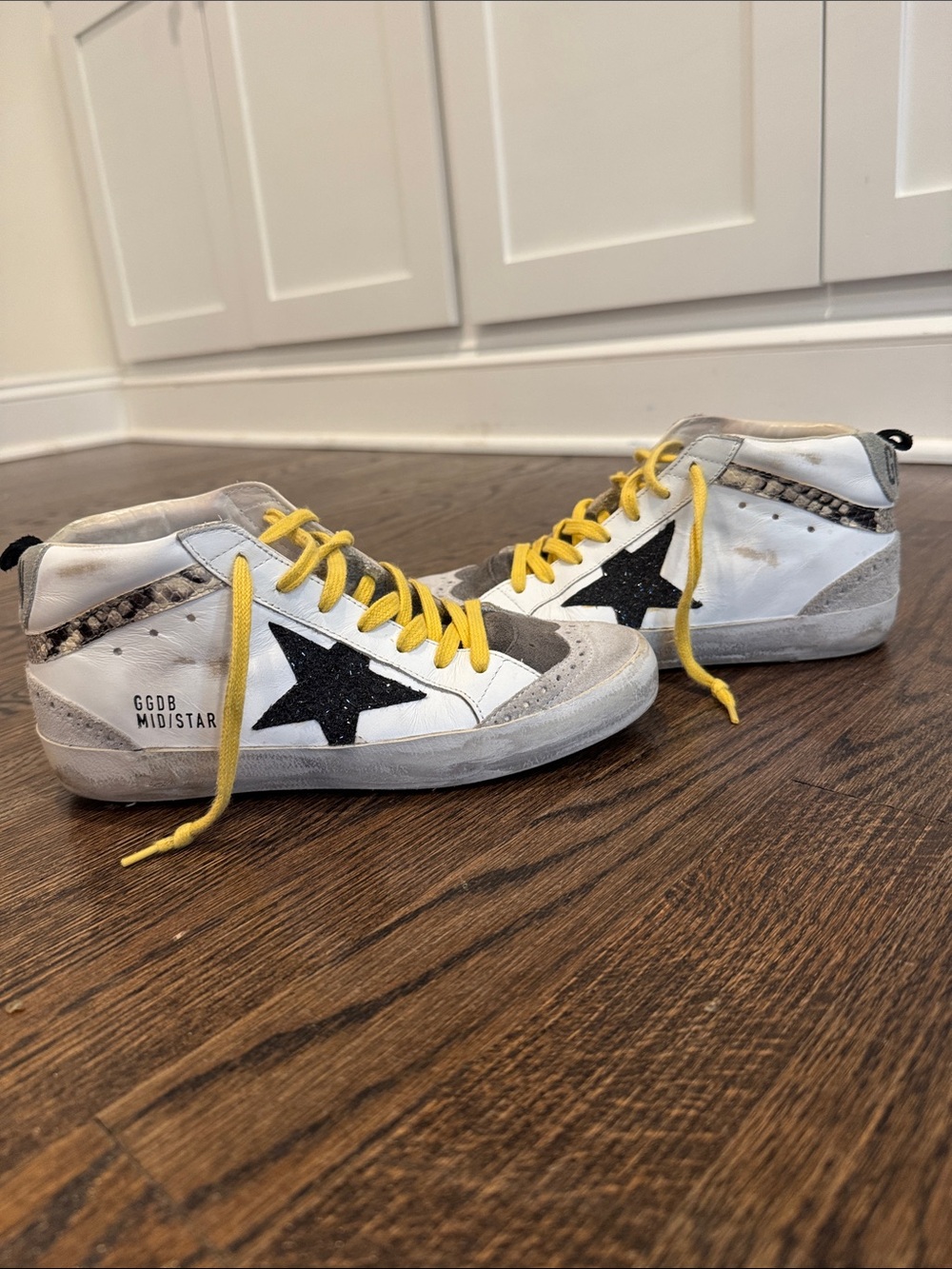 Golden Goose Mid Star Sneaker with Yellow Laces